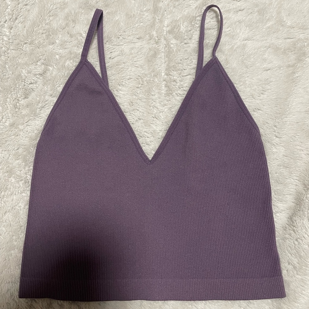 💜Ribbed Triangle V Neck Cropped Tank Top